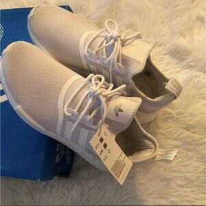 New ADIDAS Size 8 Nmd_R1 Primeblue Women’s White Metallic Sneakers